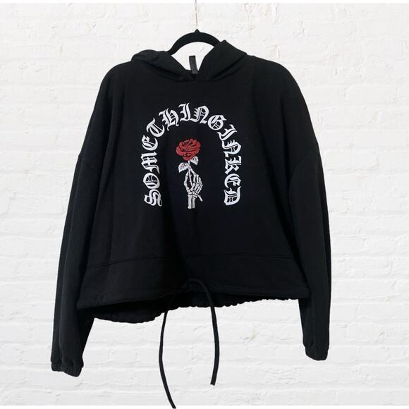 Super soft crocs hoodie with skeleton hand holding rose - Picture 1 of 6